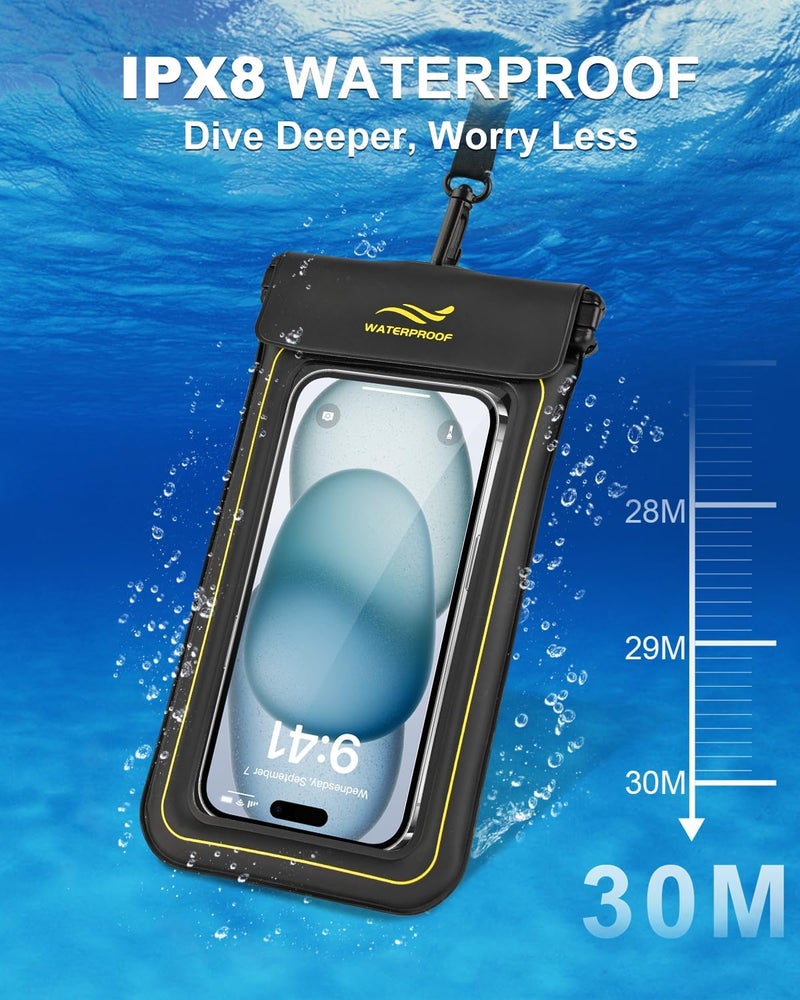 XFEXFE 2-in-1 Waterproof Phone Pouch & Phone Armband Floating, Underwater Water Proof Phone Case with Detachable Strap, Waterproof Bags Up to 6.9", Beach Vacation Water Park Essentials - Image 3